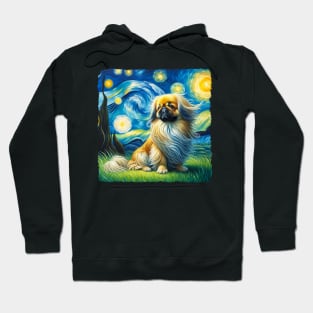 Starry Pekingese Dog Portrait - Pet Portrait Hoodie